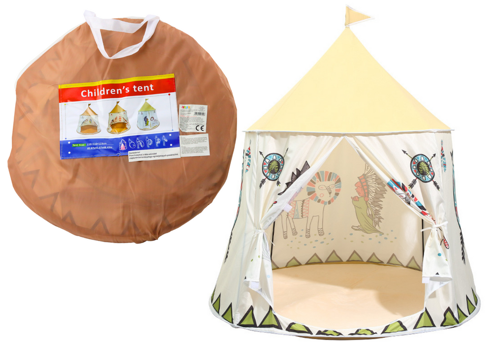 Scandinavische Tipi Kindertent Beige - Decoratieve Speeltent 123 cm