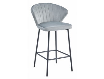 Design Barkrukken Set - Fluweel Zilvergrijs - Luxe Uitvoering - 2 stuks