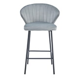 Design Barkrukken Set - Fluweel Zilvergrijs - Luxe Uitvoering - 2 stuks