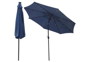 Luxe LED Tuinparasol XXL - Marineblauw - Sfeerverlichting op Zonne-energie