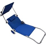 Multifunctionele Strand- en Tuinstoel - Met Wielen en Zonwering - Blauw