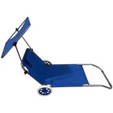 Praktische Strandstoel op Wielen - Met Zonnescherm - Waterdicht - Blauw