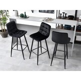 Ergonomische Barkruk met Comfort Rugleuning - Fluweel Zwart