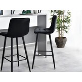 Moderne Fluwelen Barstoel - Barkruk met Rugleuning 77cm