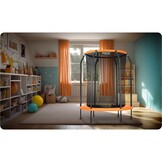 Veilige Kindertrampoline 152cm met Beschermnet - Oranje