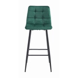 Luxe Fluwelen Barkruk - Donkergroen Design met Rugleuning