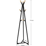 Compact Kledingrek 49cm - Ruimtebesparend - Zwart met Beukenhout