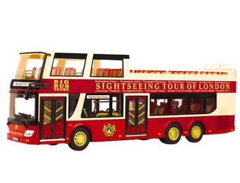 Rode Dubbeldekker Modelbus - Metaal - Werkende Deuren en Lichten - 29 cm
