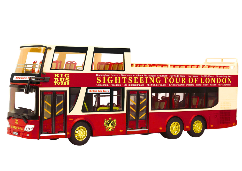 Rode Dubbeldekker Modelbus - Metaal - Werkende Deuren en Lichten - 29 cm