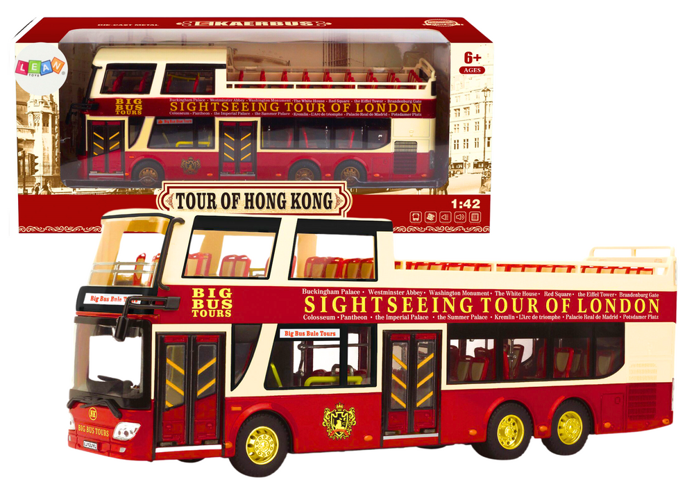 Rode Dubbeldekker Modelbus - Metaal - Werkende Deuren en Lichten - 29 cm