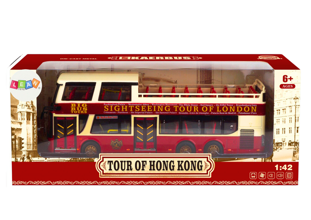 Rode Dubbeldekker Modelbus - Metaal - Werkende Deuren en Lichten - 29 cm