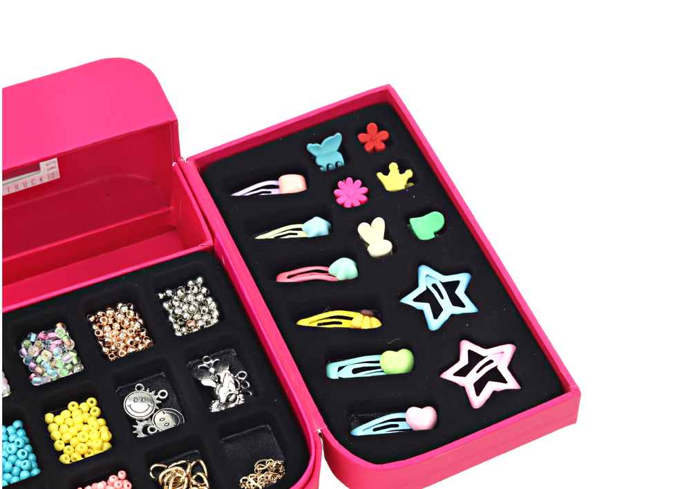 Kindvriendelijke Sieraden Knutselbox - CE-gecertificeerd - 6+ jaar - Roze Geschenkdoos