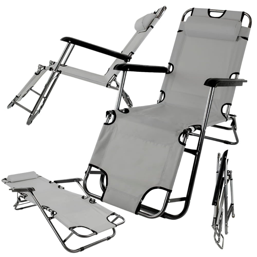 2-in-1 Verstelbare Vouwstoel Grafiet - Stoel & Ligbed - Tot 120kg