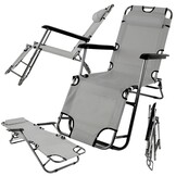 Luxe Strand Ligstoel Opvouwbaar - Grafiet - Extra Comfort Hoofdsteun