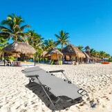 Luxe Strand Ligstoel Opvouwbaar - Grafiet - Extra Comfort Hoofdsteun