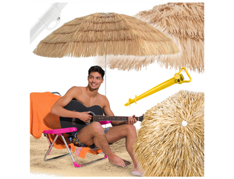 Luxe Tuinparasol met Hawaiiaans Motief - UV-werend en Waterafstotend