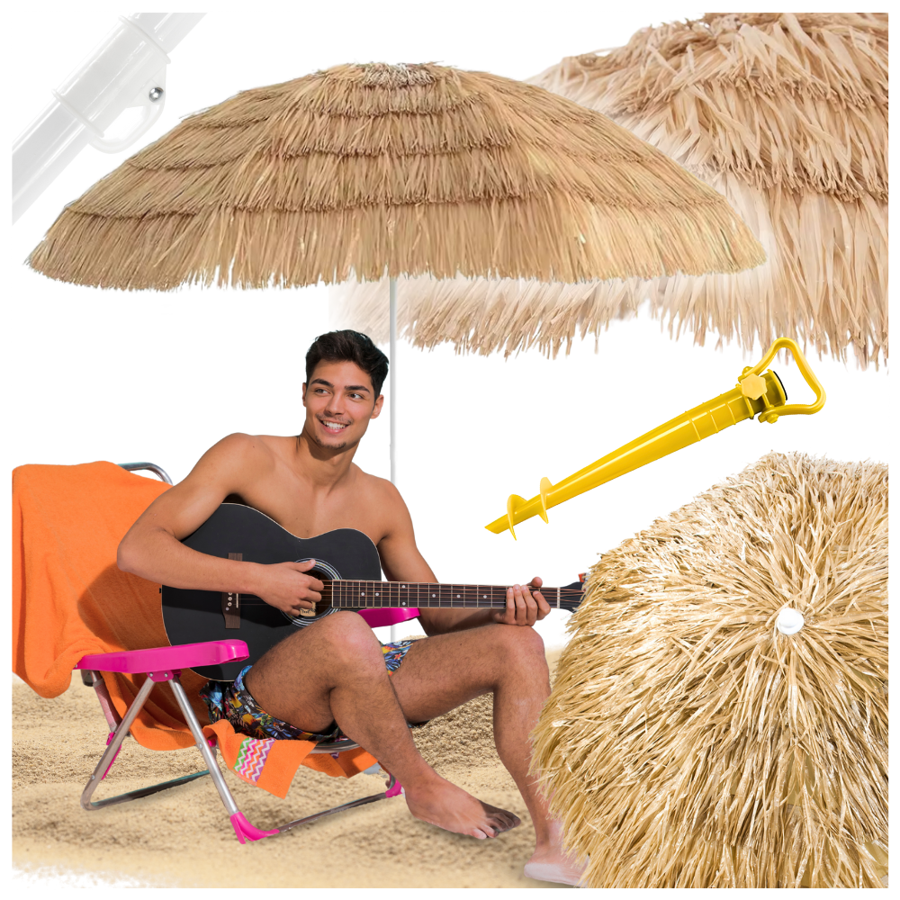 Luxe Tuinparasol met Hawaiiaans Motief - UV-werend en Waterafstotend