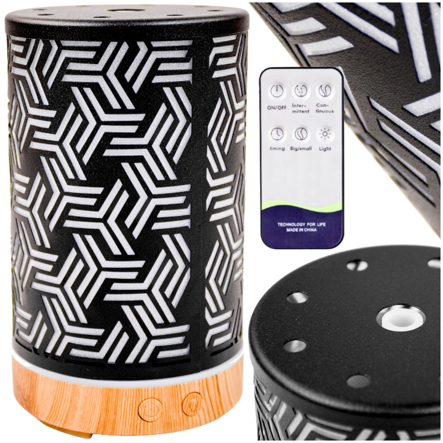 Design Aroma Diffuser met LED Sfeerverlichting - Zwart Hout