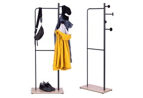 Multifunctioneel Kledingrek met Schoenplank - Zwart Metaal - 167x60 cm