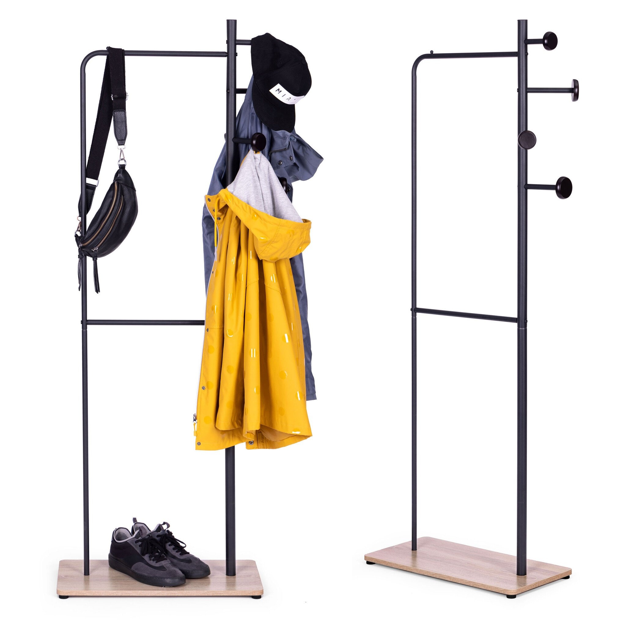 Compact Kledingrek voor Kleine Ruimtes - Zwart - Met Schoenplank