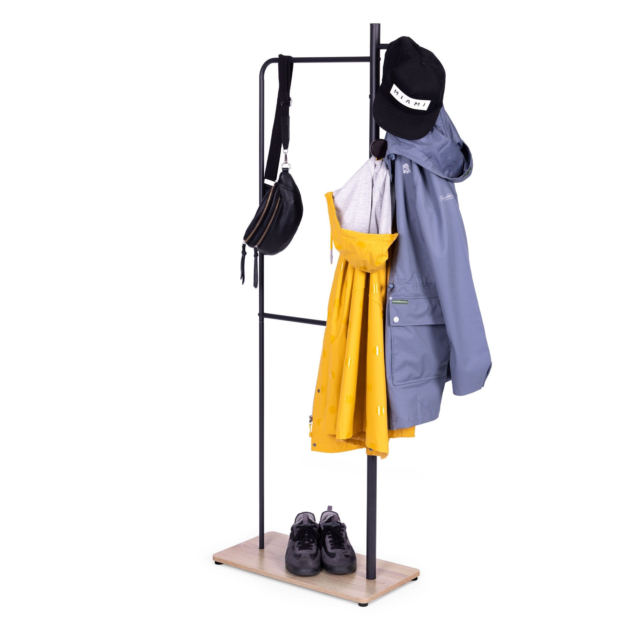 Compact Kledingrek voor Kleine Ruimtes - Zwart - Met Schoenplank