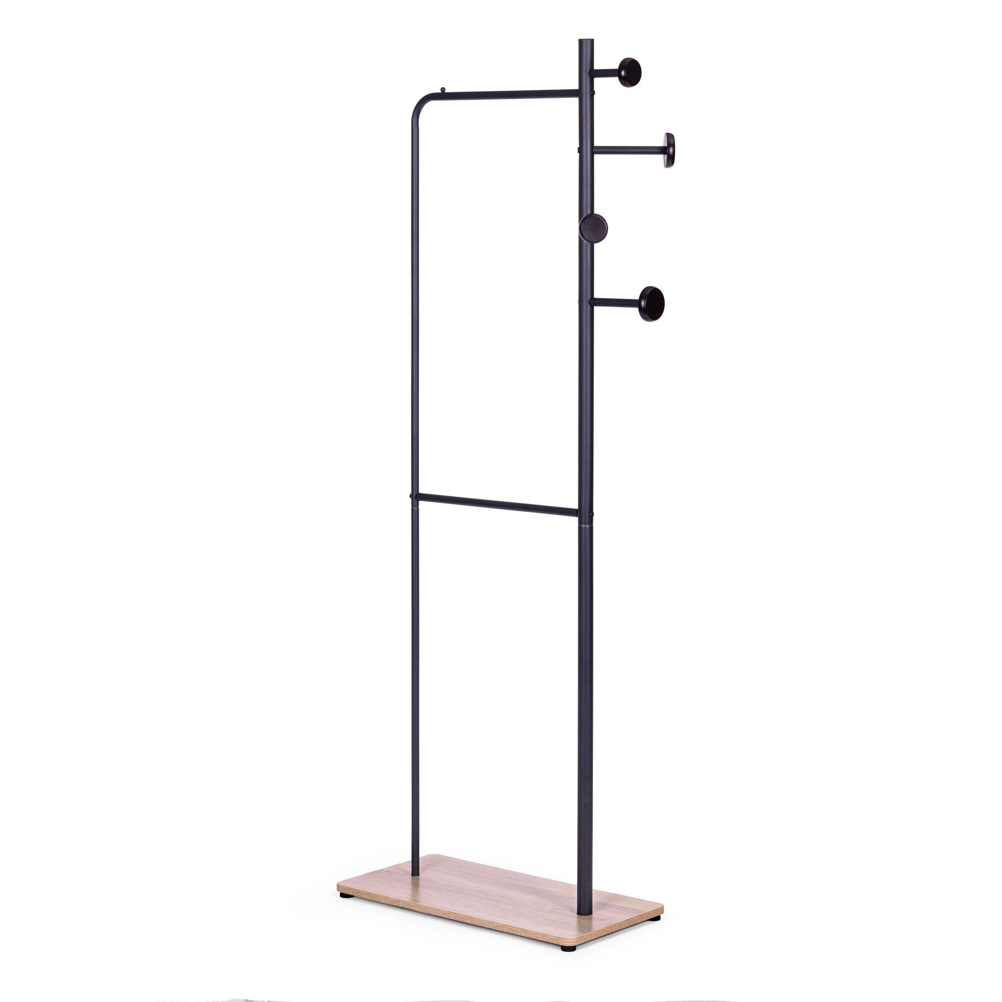 Compact Kledingrek voor Kleine Ruimtes - Zwart - Met Schoenplank
