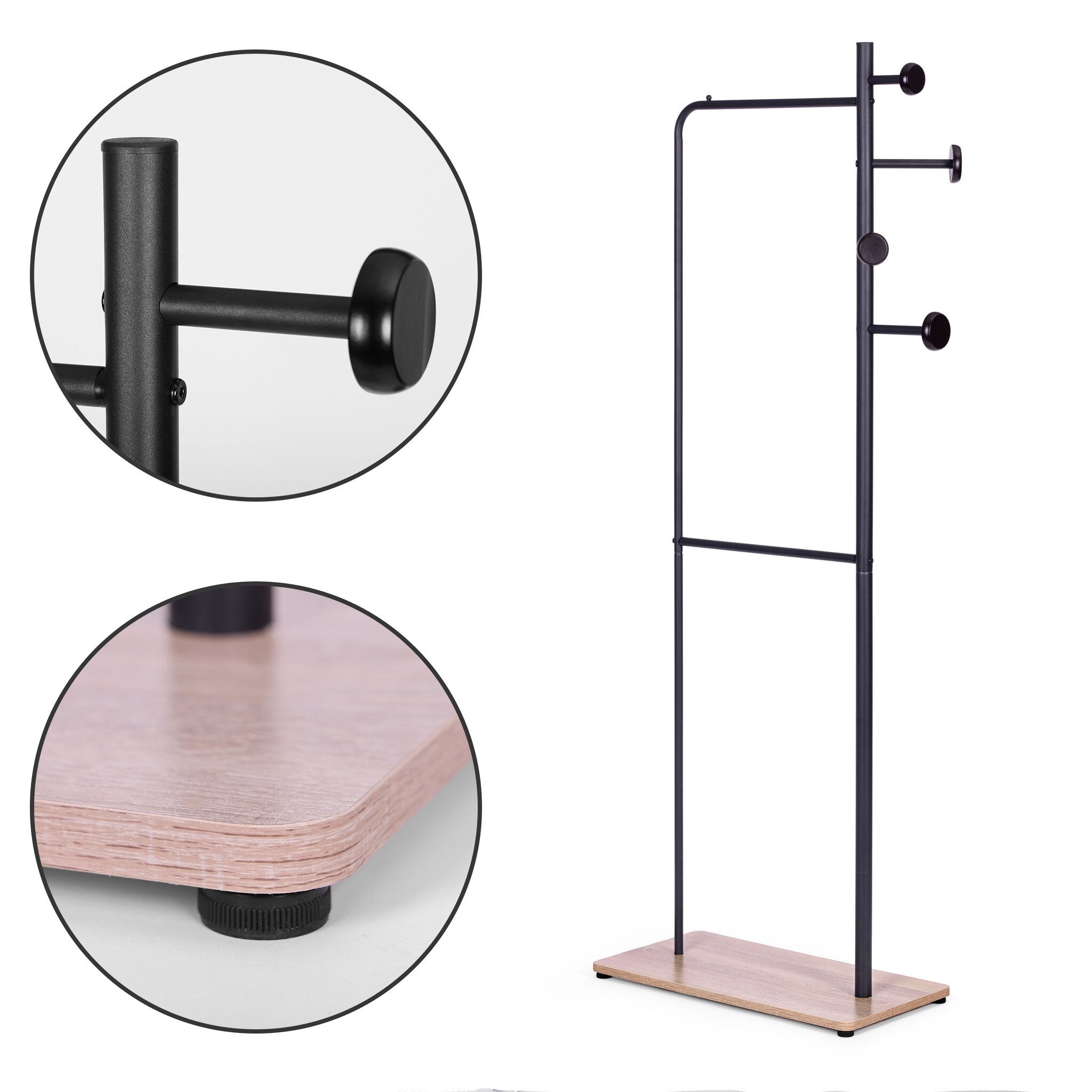 Compact Kledingrek voor Kleine Ruimtes - Zwart - Met Schoenplank