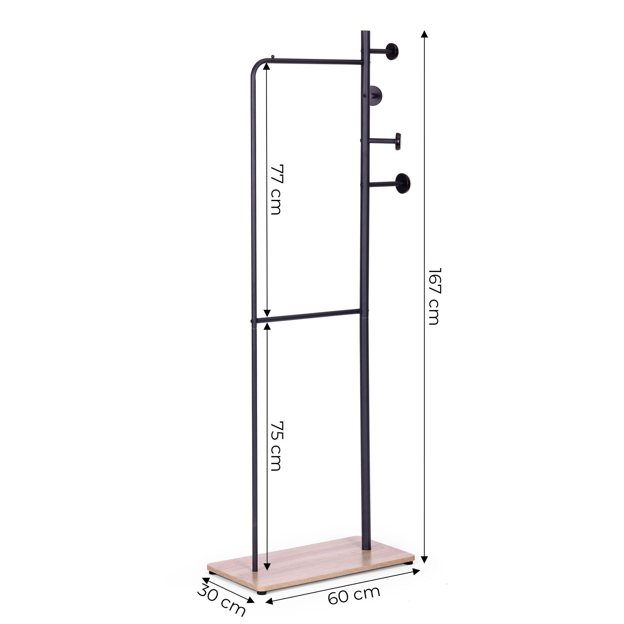 Compact Kledingrek voor Kleine Ruimtes - Zwart - Met Schoenplank