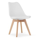 Scandinavische Eetkamerset - Ronde Tafel met 4 Stoelen - Wit/Beuken