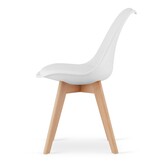 5-Delige Eetkamerset - Moderne Ronde Tafel - Wit met Beukenhout