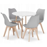 Compacte Eethoek - Ronde Tafel 80cm - 4 Stoelen - Scandinavisch Design