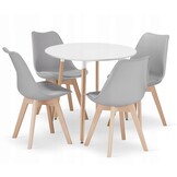 Scandinavische Eethoek - Ronde Tafel - Design Stoelen - Beukenhout Poten