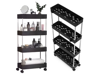 Verrijdbaar badkamerrek met 4 planken - Ruimtebesparende opbergkast