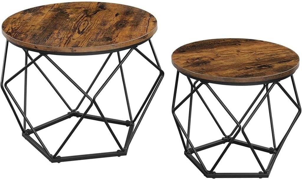 Rustieke Salontafelset - Hout & Metaal - 4-delig Industrieel