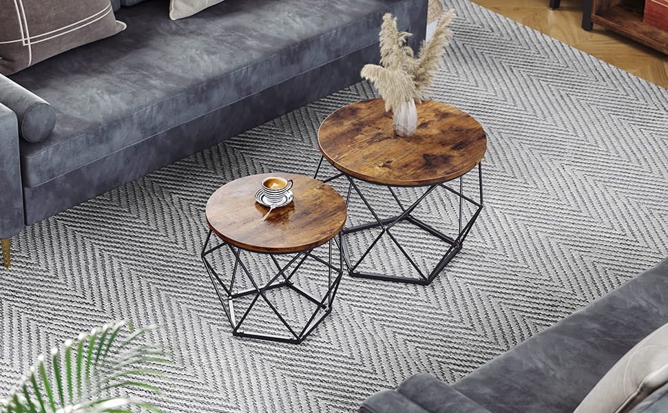 Rustieke Salontafelset - Hout & Metaal - 4-delig Industrieel