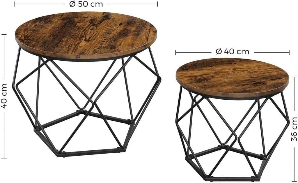 Rustieke Salontafelset - Hout & Metaal - 4-delig Industrieel