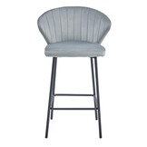 Ergonomische Barkruk met Voetensteun - Fluweel Zilvergrijs - Extra Comfort