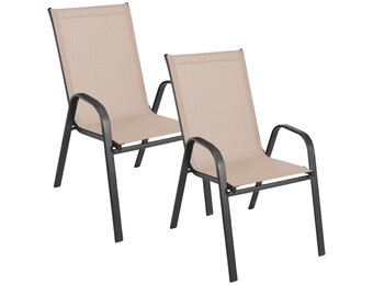 Stapelbare Tuinstoel Taupe - Ruimtebesparend Metalen Design - Inclusief Armleuningen