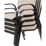 Stapelbare Tuinstoel Taupe - Ruimtebesparend Metalen Design - Inclusief Armleuningen