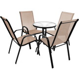 Stapelbare Tuinstoel Taupe - Ruimtebesparend Metalen Design - Inclusief Armleuningen