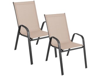 Design Tuinstoel Taupe - Moderne Metalen Tuinmeubelen - Stijlvol Buitencomfort