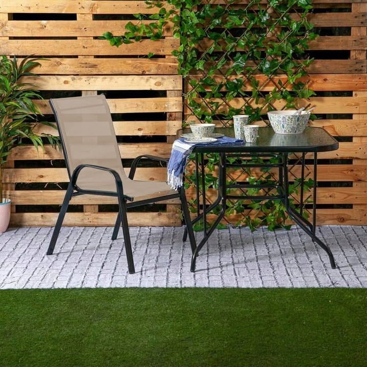Weerbestendige Metalen Tuinstoel - Duurzaam Taupe Design - 120kg Belastbaar