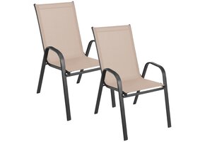 Compacte Balkon/Terras Stoel Taupe - Stapelbaar Metalen Frame - Ruimtebesparend