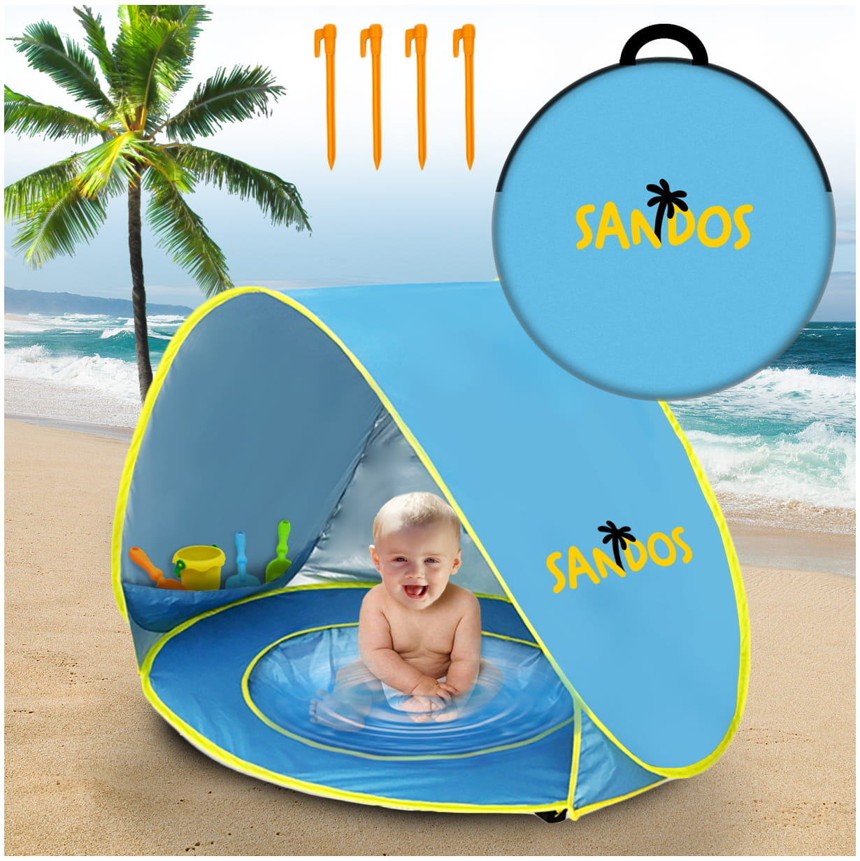 3-in-1 Kindertent met Peuterbadje en UV-Bescherming - Pop-up Systeem