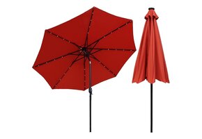 Verlichte Parasol met Automatisch Zonnepaneel - Terracotta