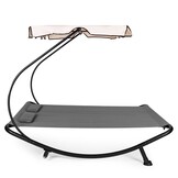 Luxe Tweepersoons Loungebed met Zonneluifel - Grijs Design Ligbed voor Koppels