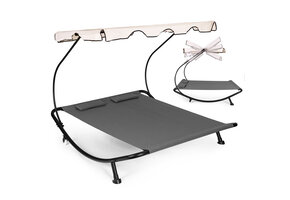 Ergonomische Duo Tuinbank met Zonnedak - Verplaatsbare Ligstoel voor Twee