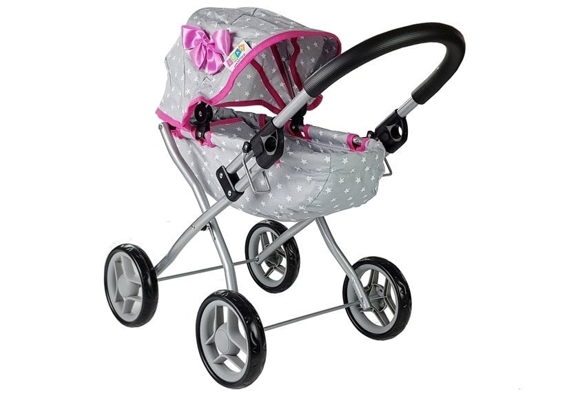 Roze Sterren Poppenwagen - Voor Poppen tot 44cm - Licht en Wendbaar