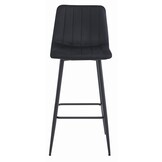 Comfort Barkrukken Set - 3x Fluwelen Zitting - Zwart met Voetensteun