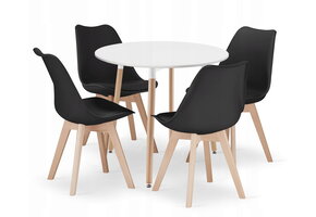 Compacte Eethoek Set - Ronde Tafel 80cm - 4 Stoelen - Ideaal voor Kleine Ruimtes
